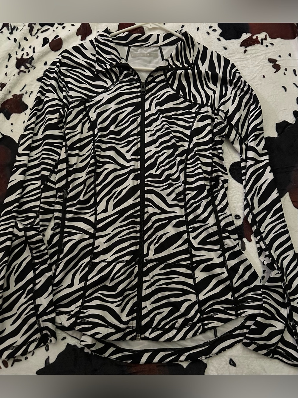 🖤Zebra-Print Zip Jacket - Black/White Size Medium 🖤